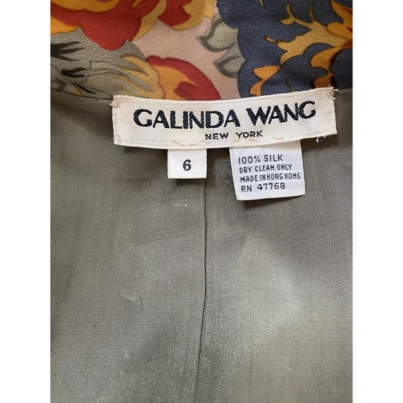 Vintage Galinda Wang Silk Blazer Jacket Floral Pockets One Button Lined … - Picture 6 of 6